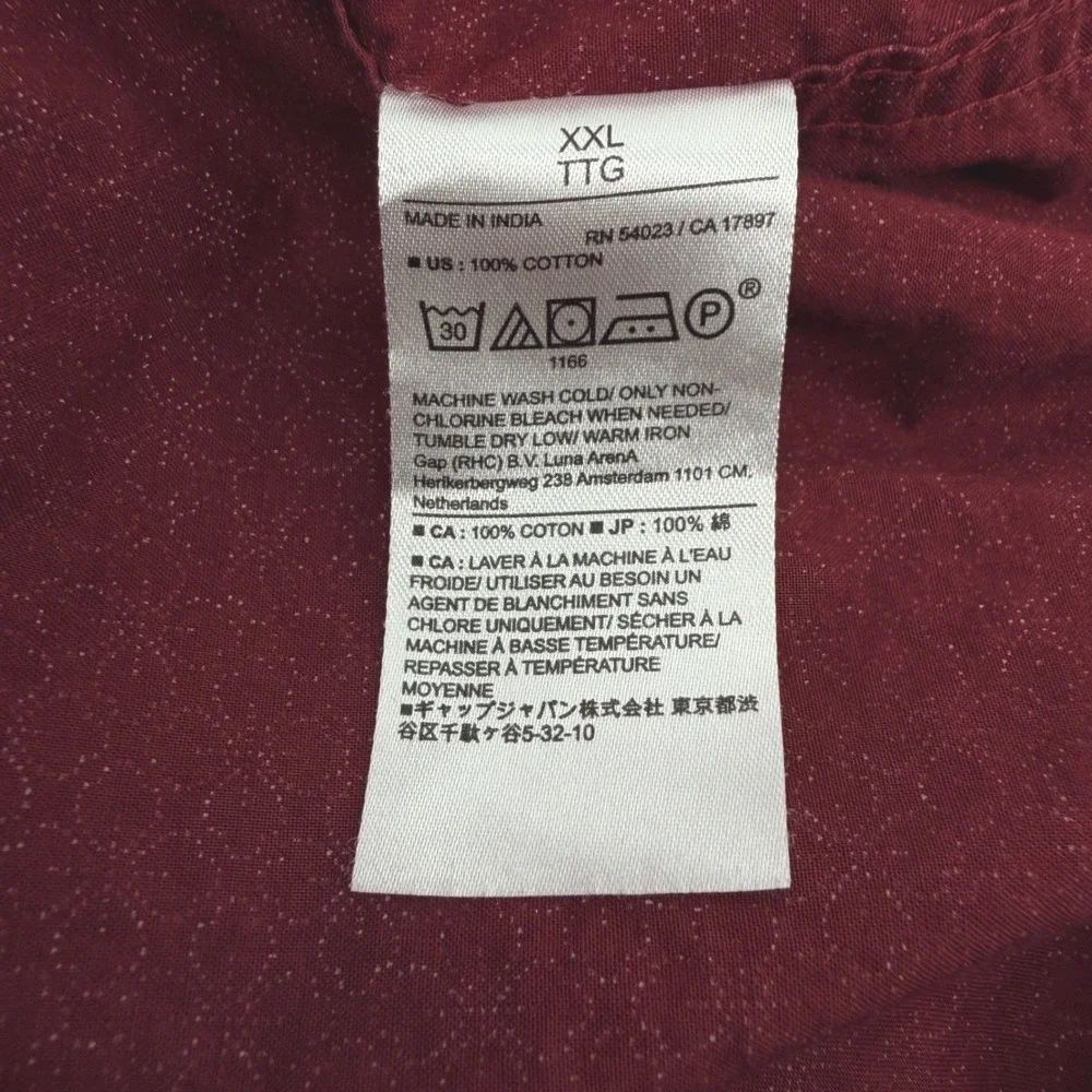 Banana Republic BShirt Mens XXL Burgundy Floral Slim Fit Organic Cotton SS